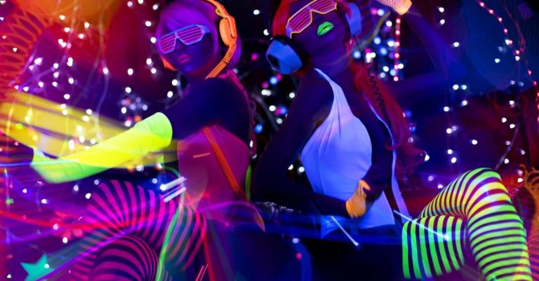 Neon cloured image with neon pants