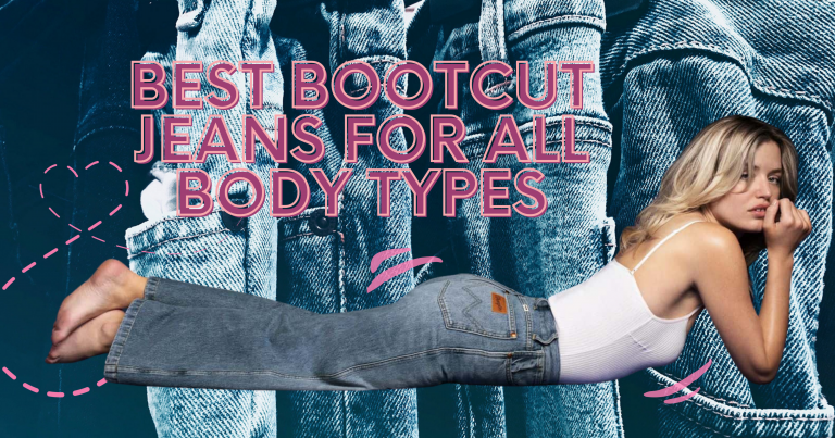 best bootcut jeans for all body types with a lady lying down prone with bootcut jeans and white top