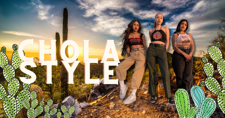 Chola style with chola women in the mexican desert